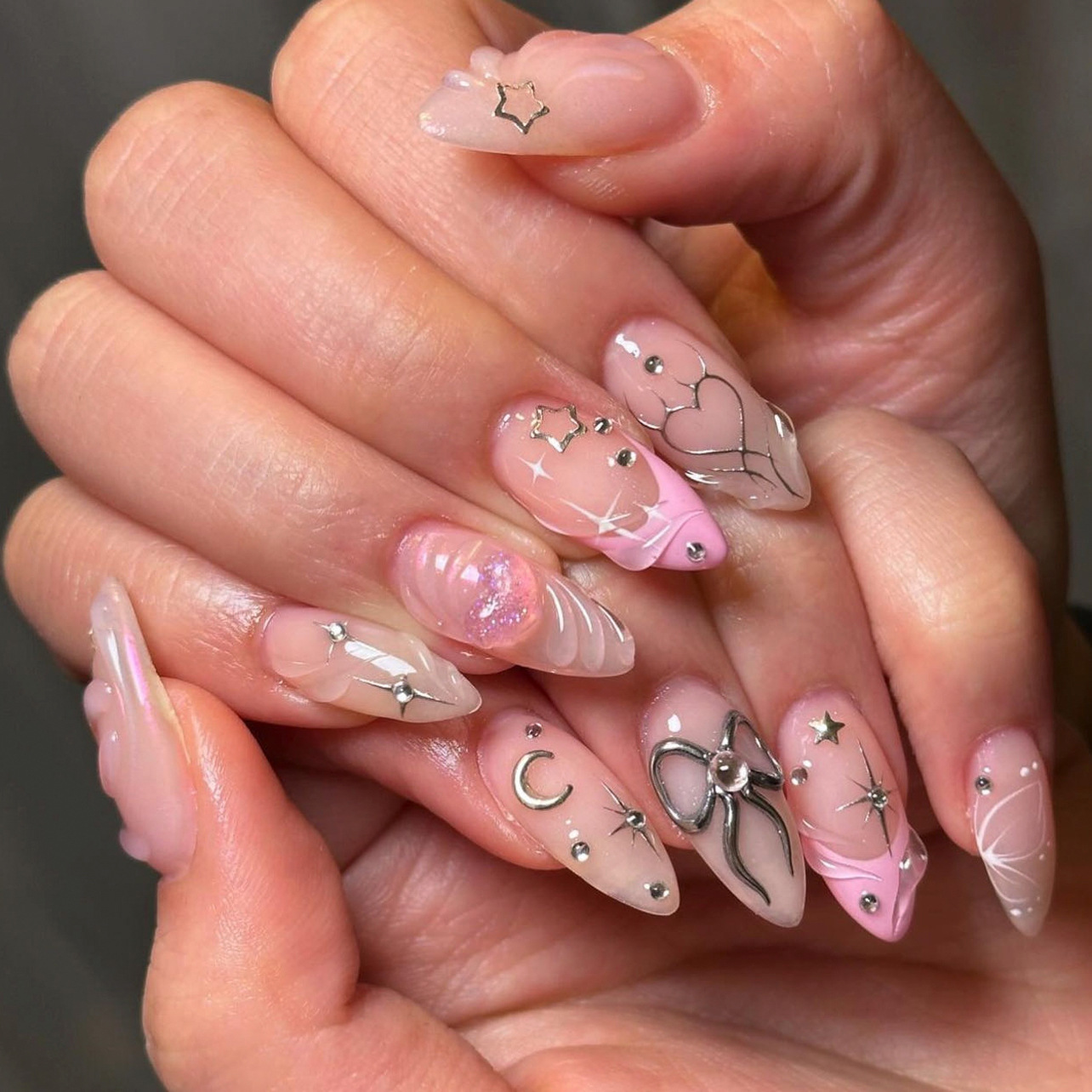 Nail Art Valentine - 24 Adet Fiyonklu Takma Tırnak Seti,