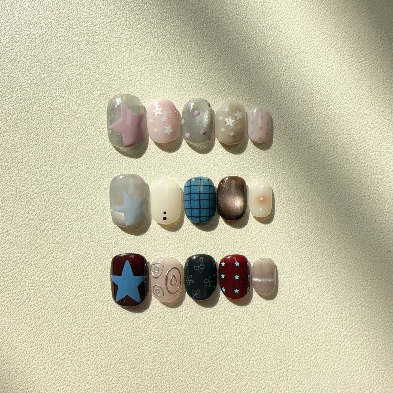 Nail Art Cat Eye Simple - 10 Adet El Yapımı Ins Tarzı