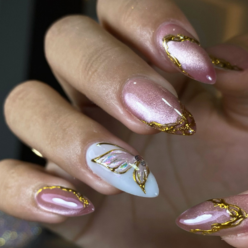 Nail Art Cat Eye Simple - Kedi Gözü Badem Şeklinde Takma Tırnaklar