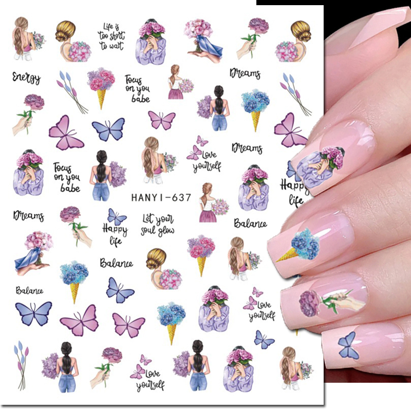 Nail Art Valentine - 3d Nail Art çıkartmaları sevgililer kız