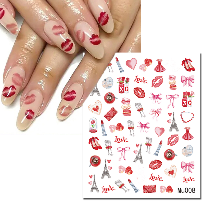 Nail Art Valentine - 3d Nail Art Kaydırıcılar Çıkartmalar Sevgililer