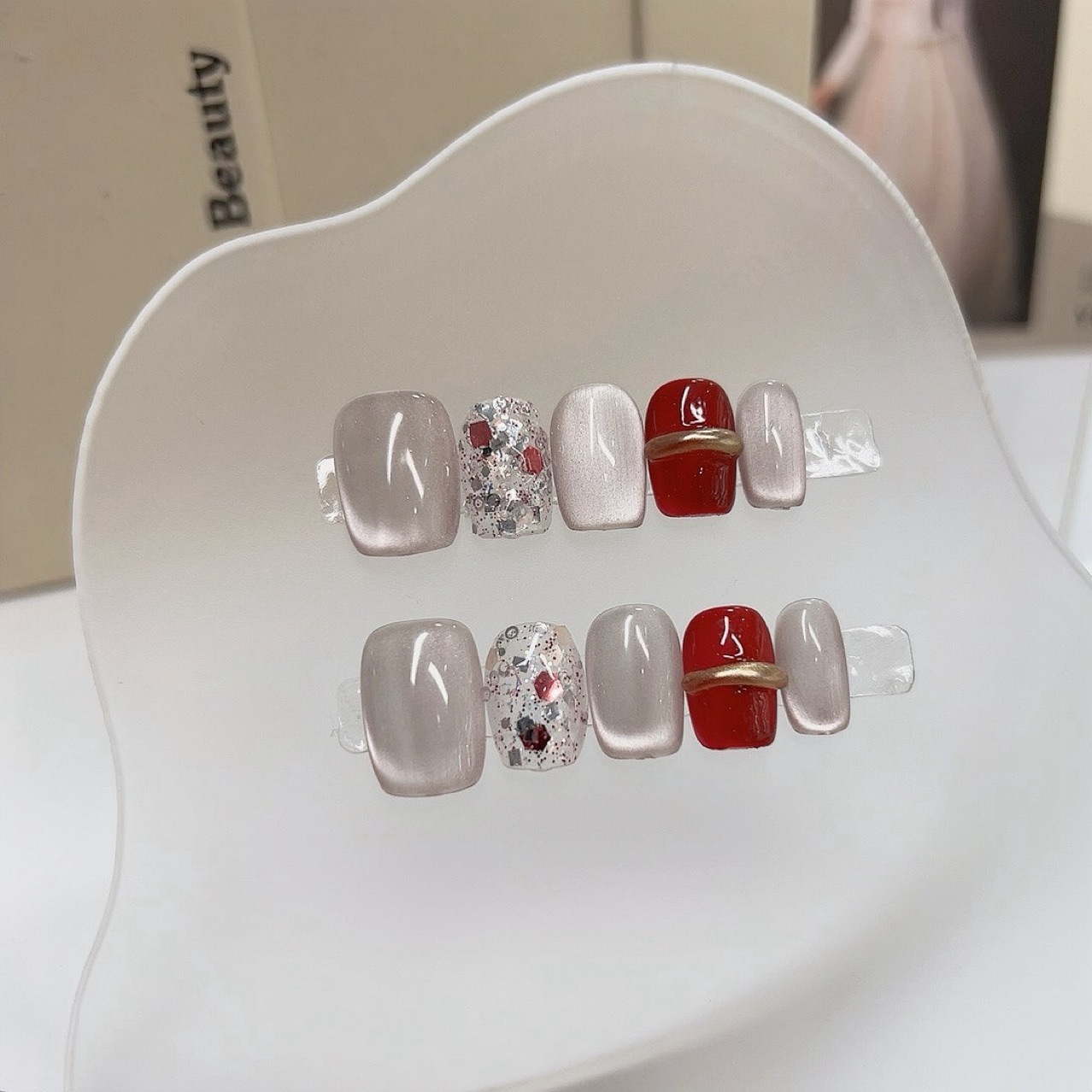 Nail Art Cat Eye Simple - 10 adet ışık lüks kısa kare