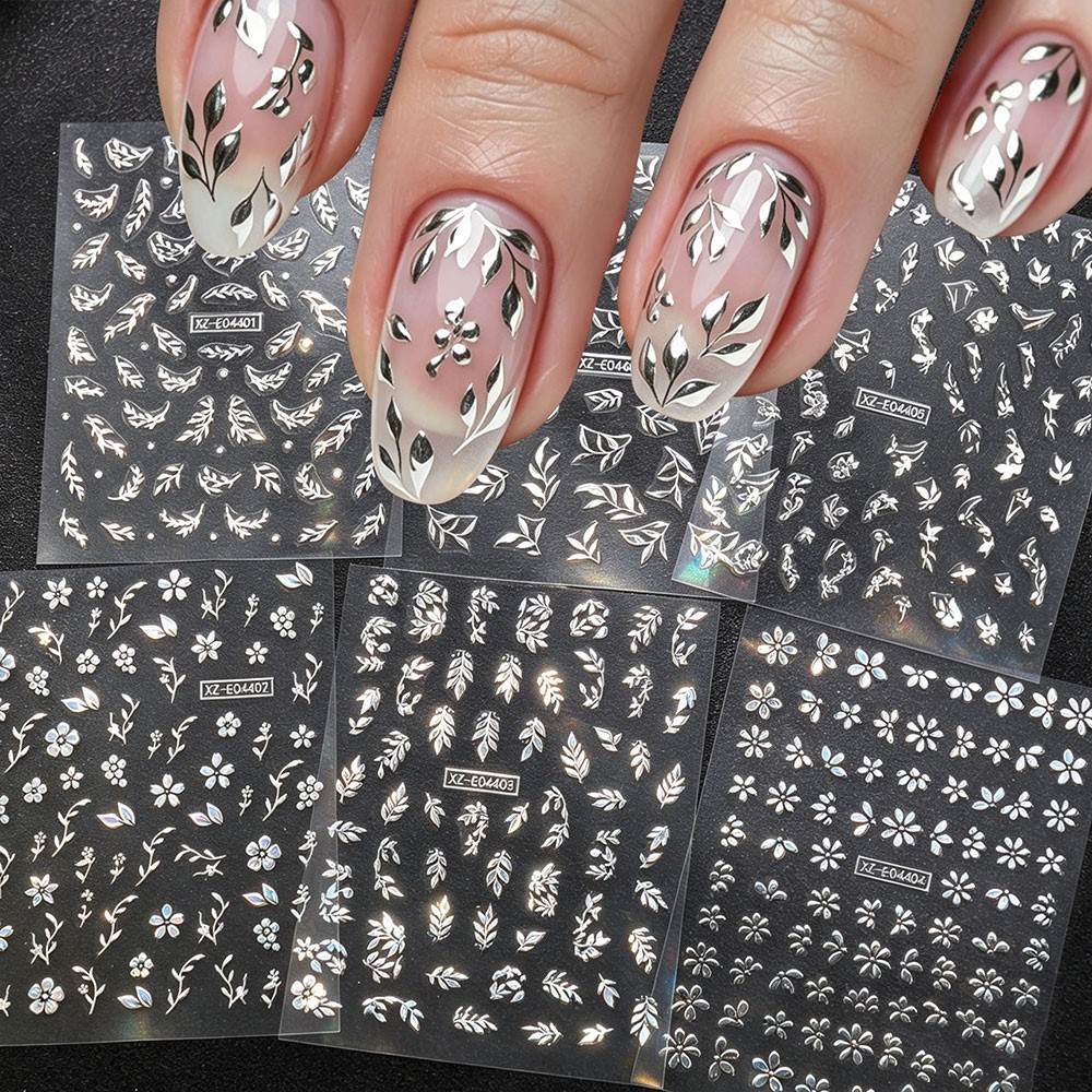 Nail Art Rose Gold - 6 adet/takım Parlak Metal Yaprak Çiçek