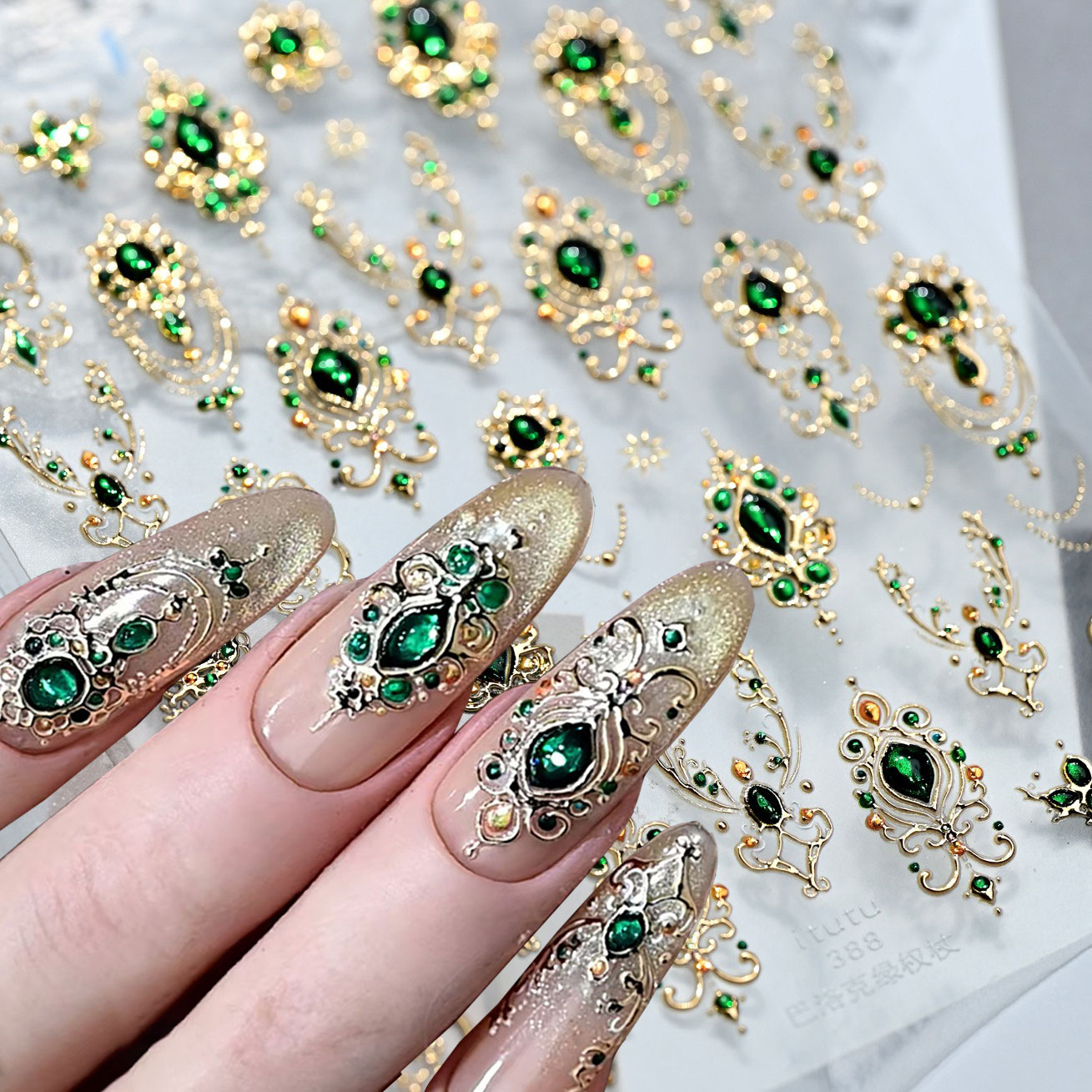 5D Kabartmalı Zümrüt Taşlı Tır - Nail Art Emerald Green incelemesi ve fiyatı